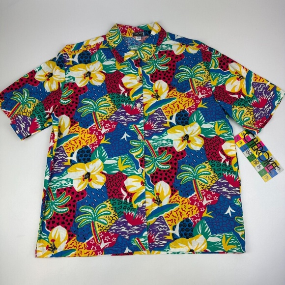 Cherokee Tops - NWT Vintage Cherokee Women Juniors Size M Hawaiian Shirt Floral Short Sleeve USA